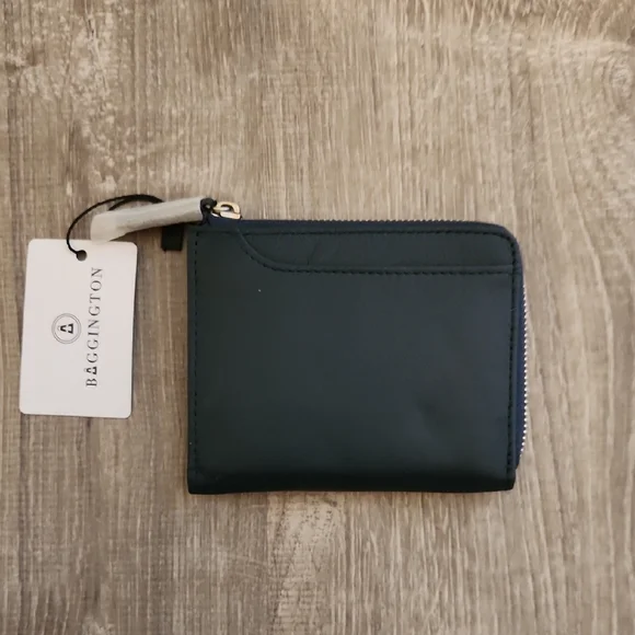 NWT Bagginton Leather Wallet Navy Blue - Picture 1 of 7
